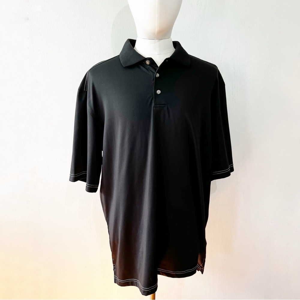 Pebble Beach Men's Short Sleeve Polo Shirt Size XL black with white stitching